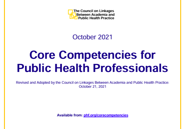 Core Competencies for Public Health Professionals